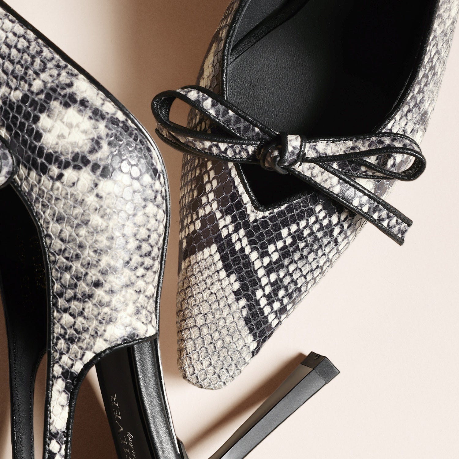Snake Print Bow Slingback Heels