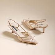 Mesh Bow T-Strap Slingback Pointed Stiletto Pumps