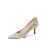 Nude Crystal Rhinestone Pointed Toe Stiletto Pumps