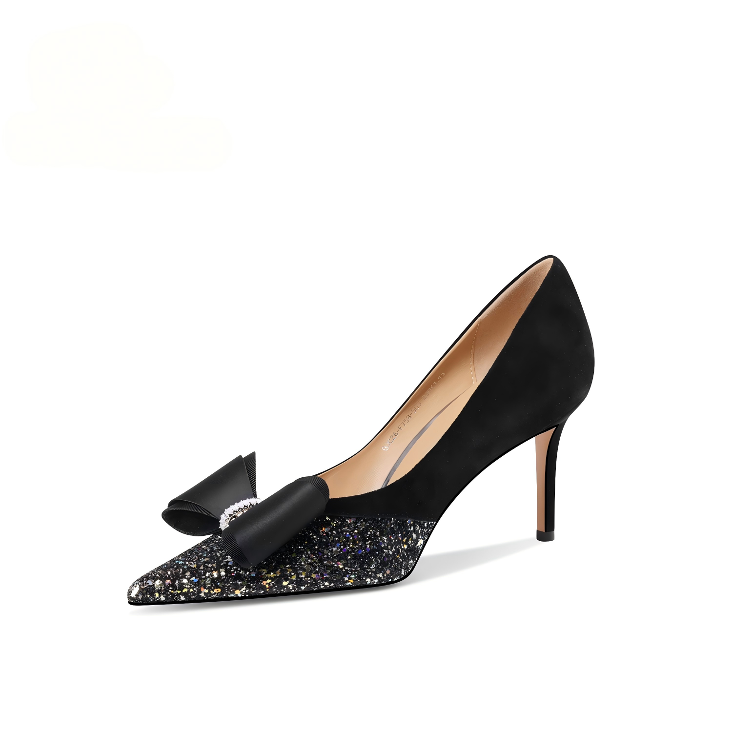 Black Glitter Pointed-Toe Stiletto Pumps