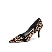 Leopard Print Lambskin Pointed-Toe Stiletto Heels for Women