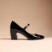 Black Patent Leather Mary Jane Block Heels