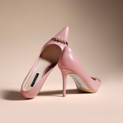 Elegant Pink Lambskin Leather Dress Heels