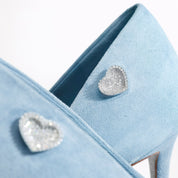 Dusty Blue Suede Pointed-Toe Stiletto Pumps