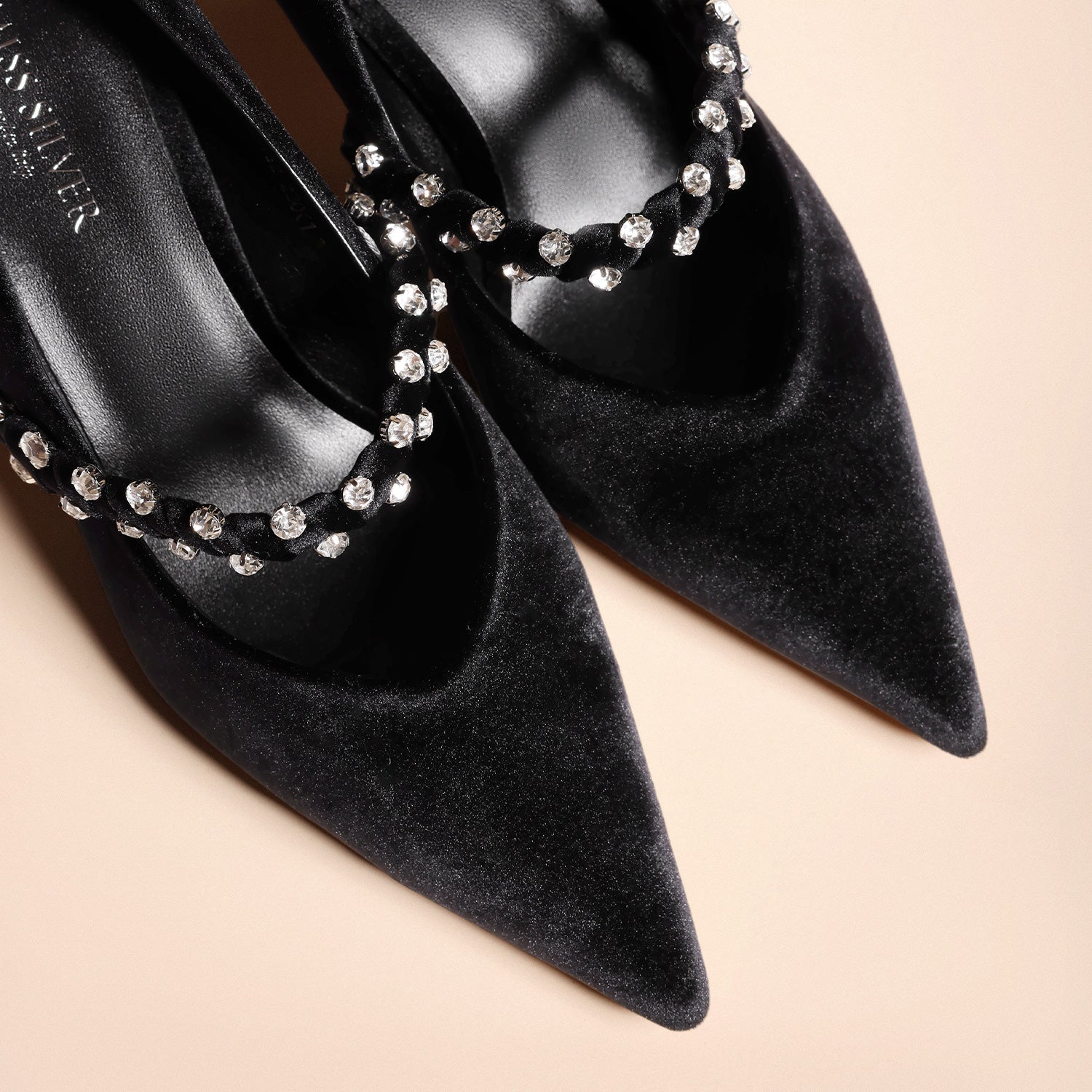 Elegant Black Velvet Pointed-Toe Mary Jane Pumps