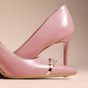 Elegant Pink Lambskin Leather Dress Heels