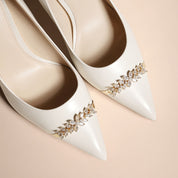 Elegant Off-White Lambskin Pointed-Toe Stiletto Pumps