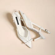 White Slingback Pointed Toe Stiletto Pumps