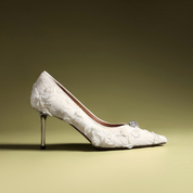 Off-White Lace Pointed-Toe Stiletto Pumps