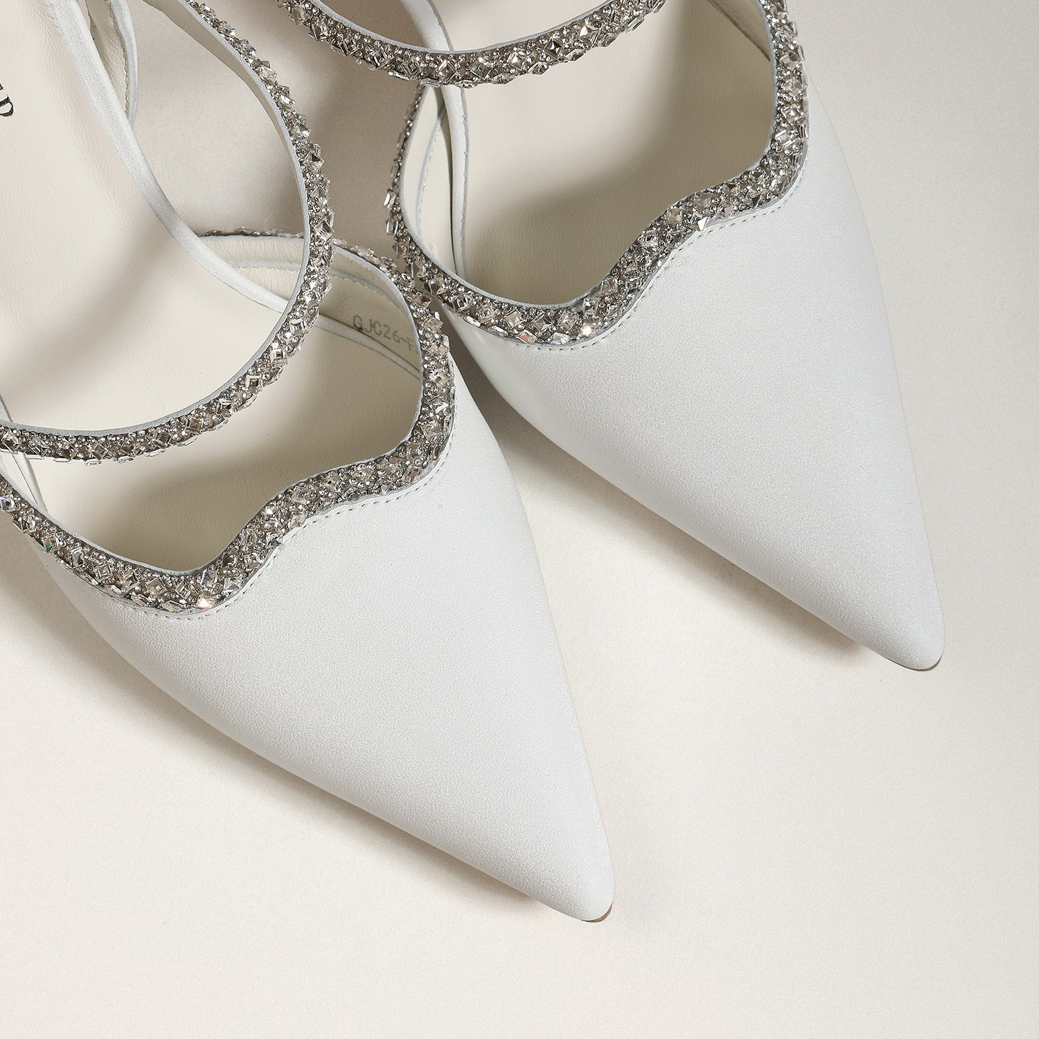 Genuine Leather Crystal Trim Slingback Pointed Toe Kitten Heel Pumps