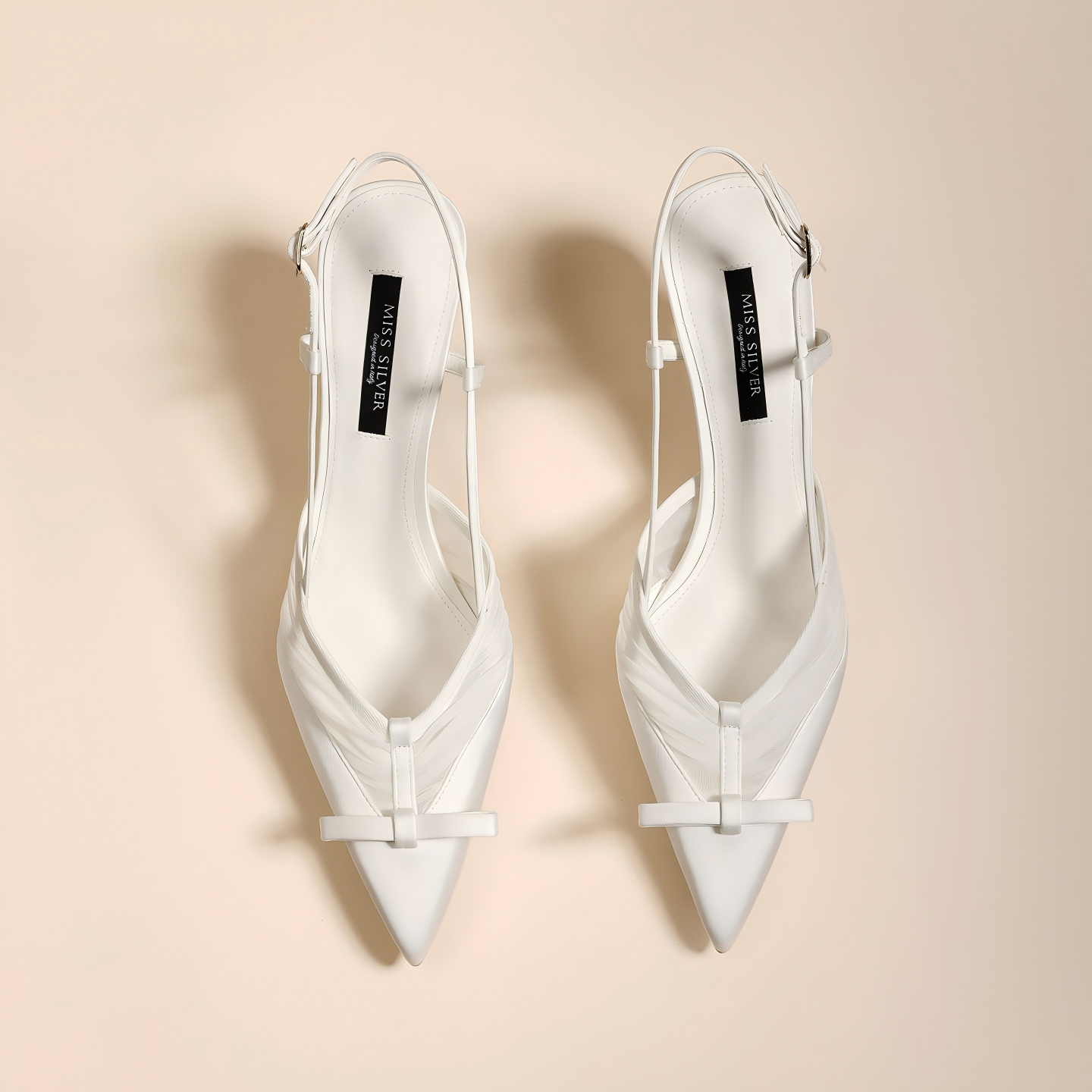 White Slingback Pointed Toe Stiletto Pumps