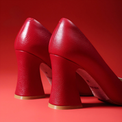 Soft Red Lambskin Heels with Stable