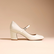 White Patent Leather Mary Jane Block Heels