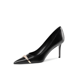Black Lambskin Pointed-Toe Stiletto Pumps