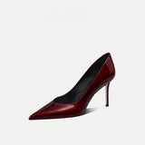 Cherry Red Patent Leather Pointy Toe Stiletto Pumps